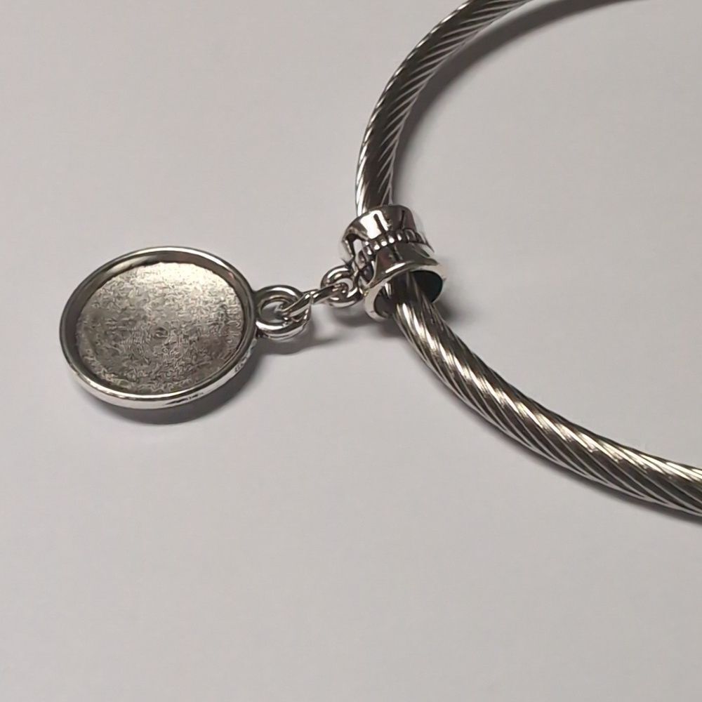 Silver Smiley Face Dangle Charm for Pandora Style Bracelet - Picture 4 of 4